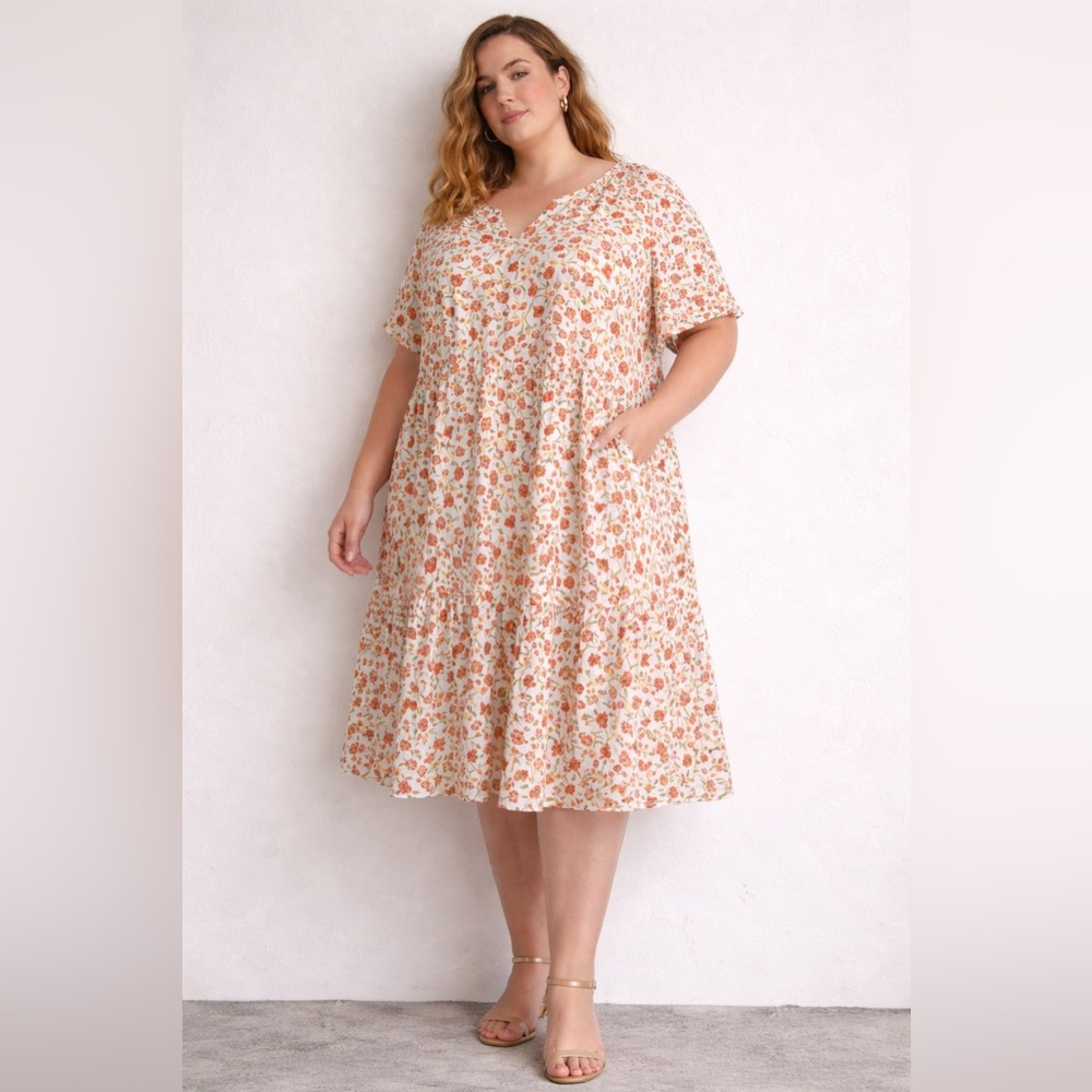 Old Navy 4X Floral Boho Peasant Dress Tiered relaxed fit casual festival style
